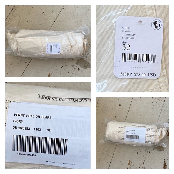 Free People Penny Pull on Flare Jean Pants Ivory - Picture 9 of 10